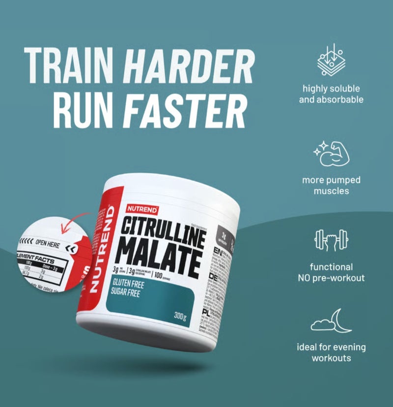 NUTREND Citrulline Malate Powder 300g – 3g Per Serving, 100 Servings, Gluten & Sugar Free Pre-Workout Supplement - Image 3